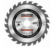KREATOR KRT020416 / Pilový kotouč na dřevo / Průměr 190 x 30 mm / Šířka řezu 2.2 mm / Počet zubů 24 