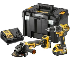 DeWalt DCK2080P2T / Aku sada nářadí / příklepová vrtačka & úhlová bruska/ 18 V / 2x 18V 5Ah / nabíječka & kufr