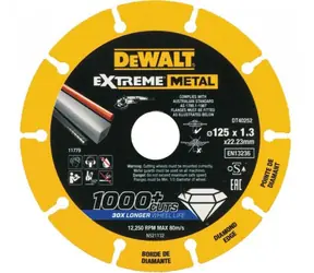 DeWalt DT40252 / Řezný diamantový kotouč na kov / Průměr 125 x 22.23 mm / Šířka řezu 1.3 mm