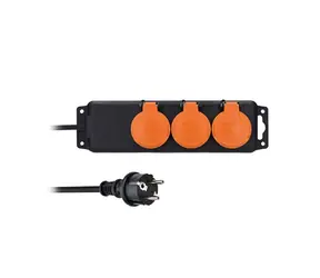 Solight prodlužovací přívod IP44 3 zásuvky 3m / gumový kabel / venkovní / 3 x 1.0mm2 / 230V-10A max. 2300W