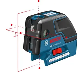 BOSCH GCL 25 / Kombinovaný laser / Rozsah samonivelace ± 4°/ Závit pro stativ 1|4" & 5|8" / IP54