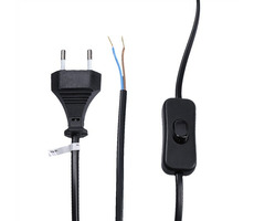 Solight PF51 flexo šňůra 2m plochá - vypínač - černá / 2 x 0.75mm2