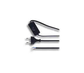 Solight PF18 flexo šňůra 3m plochá - vypínač - černá / 2 x 0.75mm2