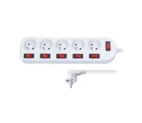 Solight PP144 prodlužovací přívod 5 zásuvek 3m bílá / 6x vypínač