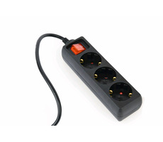 Gembird EG-PSU3-01 černá / UPS zásuvka / 3 zásuvky + vypínač / 230V-16A / 0.6m