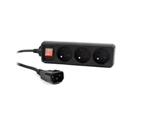 Gembird EG-PSU3F-01 černá / UPS zásuvka / 3 zásuvky + vypínač / 230V-16A / 0.6m