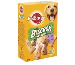 Pedigree Biscrok sušenky pro psy, 500 g / kuřecí / pro dospělé psy / doprodej