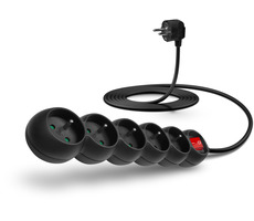 CONNECT IT CES-1007-BK prodlužovací kabel 230V černá / 3m / 5 zásuvek / vypínač