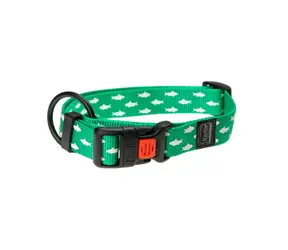 Karlie ASP Mix&Match Obojek zelená motiv Žralok - velikost L/XL 45-65cm 25mm