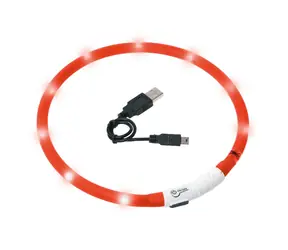 Karlie LED světelný obojek červená - obvod 20-75cm