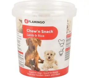 Flamingo Pamlsky jehněčí/rýže tvar kost pro psy 500g