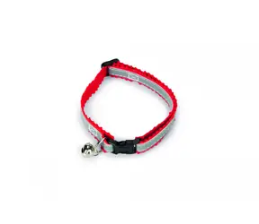 Beeztees Obojek pro kočky reflexní šedo-červená 19.5-32.5 cm x 1 cm