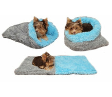 Marysa DE LUXE pelíšek 3v1 pro štěňátka & koťátka šedá-světle modrá