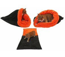 Marysa pelíšek 3v1 pro kočky tmavě šedá-oranžová - velikost XL