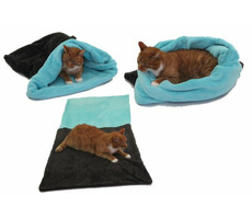 Marysa pelíšek 3v1 pro kočky tmavě šedá-tyrkysová - velikost XL