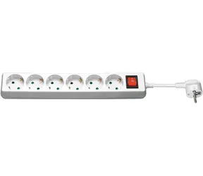 MicroConnect Prodlužovací šňůra 6 zásuvek 1.8m bílá / s vypínačem / Schuko