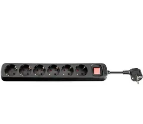 MicroConnect Prodlužovací šňůra 6 zásuvek 3m černá / s vypínačem / Schuko