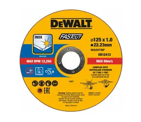 DeWalt DT20540 / Řezný kotouč na nerez kov / Průměr 125x22.23 mm / Šířka 1.0 mm / 100ks