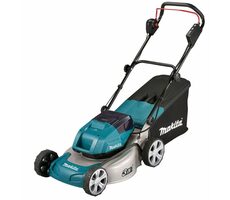Makita DLM463PT2 / Aku Sekačka na trávu / 2x 18V / 3300 ot-min / až 1600 m2 / záběr 46 cm / koš 60 l / 2x 5.0Ah