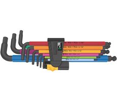 WERA 950/9 Hex-Plus Multicolour Imperial 2 Sada zástrčných klíčů / palcová / BlackLaser / 9 dílný