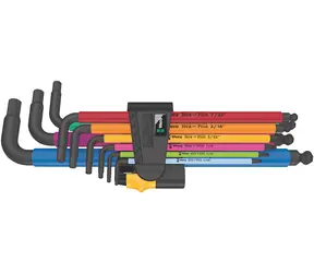 WERA 950/9 Hex-Plus Multicolour Imperial 2 Sada zástrčných klíčů / palcová / BlackLaser / 9 dílný
