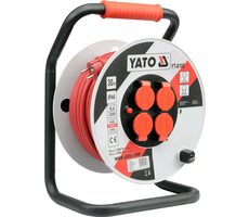 YATO YT-8106 / Prodlužovák bubnový 30 m / plast / Max. příkon 16 A / Počet zásuvek 4 / Zásuvka E|F / IP44