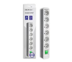 Qoltec 50292 Prodlužovací přívod 6 zásuvek 1.8m bílá - šedá / vypínač 