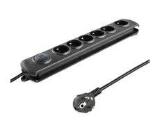 Qoltec 50111 Prodlužovací přívod 5 zásuvek 1.8m černá / vypínač 