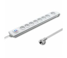 Qoltec 50293 Prodlužovací přívod 8 zásuvek 1.5m bílá / vypínač