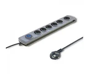 Qoltec 50199 Prodlužovací přívod 6 zásuvek 5m šedá / vypínač 