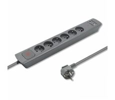 Qoltec 50283 Prodlužovací přívod 6 zásuvek 1.8m šedá / vypínač / 2xUSB