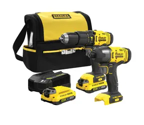 Stanley V20 SFMCK465D2S / Sada Aku nářadí / vrtačka SFMCD711 / Rázový utahovák SFMCF800 / 2x18V / 2x 2.0Ah