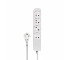 SAVIO LZ-08 Prodlužovací přívod 4 zásuvky 3m bílá / vypínač 
