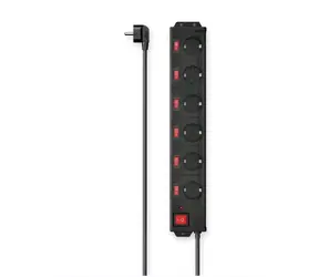 Hama prodlužovací přívod černá / 6 zásuvek / přepěťová ochrana / individuální vypínače / 3680W