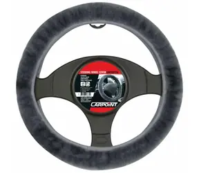 Carpoint Potah volantu 37-39cm antracit - přírodní ovčí vlna