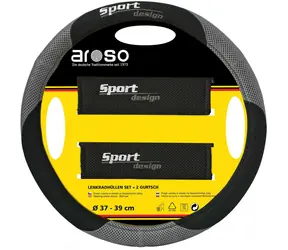 Aroso Potah volantu 37-39cm / potah na bezpečnostní pás - šedý