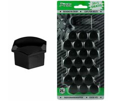 AMiO Krytky ochranné černá / čepičky plastové na šrouby / matice kol 21mm - černé / sada 21ks