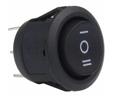 AMiO Vypínač / spínač kulatý s nulou uprostřed 12V/230V 6A BU03 20mm - pro 2 nezávislé obvody