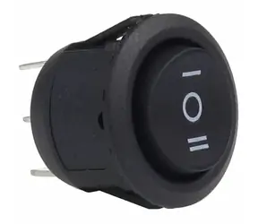 AMiO Vypínač / spínač kulatý s nulou uprostřed 12V/230V 6A BU03 20mm - pro 2 nezávislé obvody