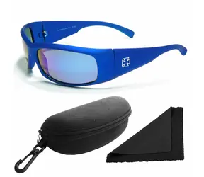 Polarized Brýle sluneční 77 - obroučky modré - skla modrá zrcadlová / polarizační skla / pouzdro a utěrka