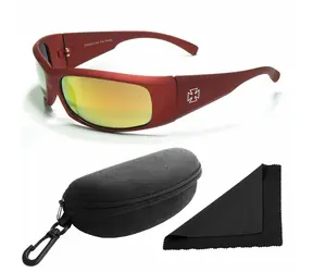 Polarized Brýle sluneční 77 - obroučky červené - skla červeno-zlatá zrcadlová / polarizační skla / pouzdro