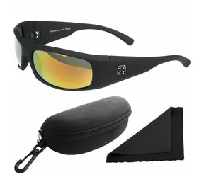 Polarized Brýle sluneční 77 - obroučky černé - skla červeno-zlatá zrcadlová / polarizační skla / pouzdro