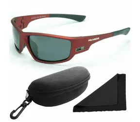 Polarized Brýle sluneční 96 - obroučky červené / skla tmavá / polarizační skla / pouzdro a utěrka