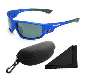 Polarized Brýle sluneční 96 - obroučky modré / skla tmavá / polarizační skla / pouzdro a utěrka