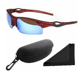 Polarized Brýle sluneční 174 - obroučky červené - skla modrá zrcadlová / polarizační skla / pouzdro