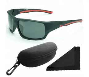 Polarized Brýle sluneční 247 - obroučky černé-červené / skla tmavá / polarizační skla / pouzdro a ut