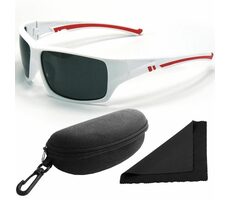 Polarized Brýle sluneční 247 - obroučky bílé-červené / skla tmavá / polarizační skla / pouzdro a utě