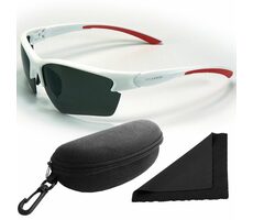 Polarized Brýle sluneční 251 - obroučky bílé-červené / skla tmavá / polarizační skla / pouzdro a utě