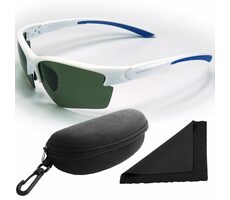 Polarized Brýle sluneční 251 - obroučky bílé-modré / skla tmavá / polarizační skla / pouzdro a utěrk