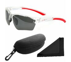 Polarized Brýle sluneční 251 - obroučky průhledné-červené / skla tmavá / polarizační skla / pouzdro 